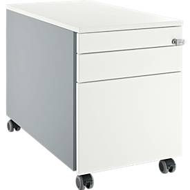 Schäfer Shop Select Rollcontainer 126, mit Griffnut, B 435 x T 765 x H 577 mm, weißalu/weißalu/weiß