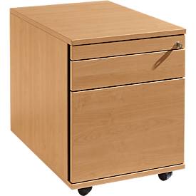 Schäfer Shop Select Rollcontainer 126, Utensilien- & HR-Auszug, Schubladen, abschließbar, Spanplatte, B 428 x T 600 x H 540 mm, Buche