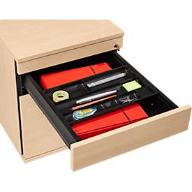 Schäfer Shop Select Rollcontainer 126, Utensilienauszug + Schubladen, abschließbar, Spanplatte, B 428 x T 600 x H 540 mm, Ahorn