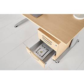 Schäfer Shop Select Rollcontainer LOGIN, 3 Schubladen, 1 Utensilienauszug, Zentralverriegelung, B 432 x T 580 x H 595 mm, Ahorn Dekor 