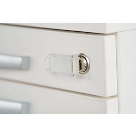 Schäfer Shop Select Rollcontainer LOGIN, 3 Schubladen, 1 Utensilienauszug, Zentralverriegelung, B 432 x T 580 x H 595 mm, graphit/Eiche