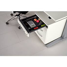 Schäfer Shop Select Rollcontainer LOGIN, 3 Schubladen, 1 Utensilienauszug, Zentralverriegelung, B 432 x T 580 x H 595 mm, graphit/Eiche