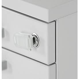Schäfer Shop Select Rollcontainer LOGIN, 3 Schubladen, 1 Utensilienauszug, Zentralverriegelung, B 432 x T 580 x H 595 mm, lichtgrau 
