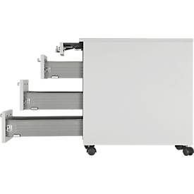 Schäfer Shop Select Rollcontainer LOGIN, 3 Schubladen, 1 Utensilienauszug, Zentralverriegelung, B 432 x T 580 x H 595 mm, lichtgrau 
