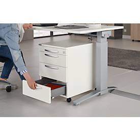 Schäfer Shop Select Rollcontainer LOGIN, 3 Schubladen, 1 Utensilienauszug, Zentralverriegelung, B 432 x T 580 x H 595 mm, weiß 