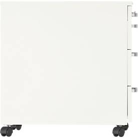 Schäfer Shop Select Rollcontainer LOGIN, 3 Schubladen, 1 Utensilienauszug, Zentralverriegelung, B 432 x T 580 x H 595 mm, weiß 