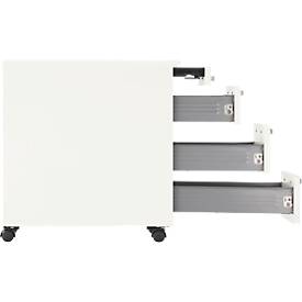 Schäfer Shop Select Rollcontainer LOGIN, 3 Schubladen, 1 Utensilienauszug, Zentralverriegelung, B 432 x T 580 x H 595 mm, weiß 