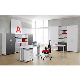 Schäfer Shop Select Rollcontainer LOGIN, 3 Schubladen, 1 Utensilienauszug, Zentralverriegelung, B 432 x T 580 x H 595 mm, weiß 