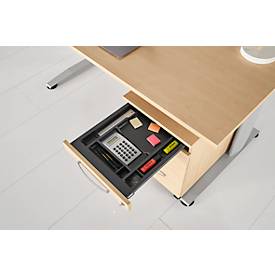 Schäfer Shop Select Rollcontainer LOGIN, 3 Schubladen, 1 Utensilienauszug, Zentralverriegelung, B 432 x T 580 x H 595 mm, weiß/Ahorn Dekor