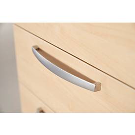 Schäfer Shop Select Rollcontainer LOGIN, 3 Schubladen, 1 Utensilienauszug, Zentralverriegelung, B 432 x T 580 x H 595 mm, weiß/Ahorn Dekor