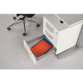 Schäfer Shop Select Rollcontainer LOGIN, 3 Schubladen, 1 Utensilienauszug, Zentralverriegelung, B 432 x T 580 x H 595 mm, weiß/Eiche