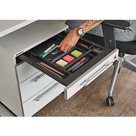 Schäfer Shop Select Rollcontainer Moxxo IQ 1233, runder Griff, 1 Utensilienfach, 3 Schübe, B 432 x T 580 x H 595 mm, abschließbar, Buche-Dekor