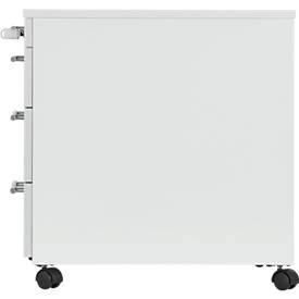 Schäfer Shop Select Rollcontainer Moxxo IQ 1233, runder Griff, 1 Utensilienfach, 3 Schübe, B 432 x T 580 x H 595 mm, abschließbar, lichtgrau 