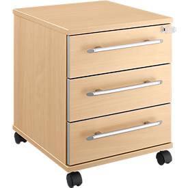 Schäfer Shop Select Rollcontainer Moxxo IQ 333, 3 Schübe, B 410 x T 495 x H 510 mm, abschließbar, Ahorn-Dekor