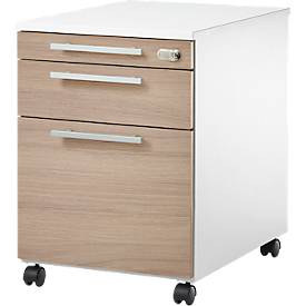 Schäfer Shop Select Rollcontainer SET UP, 1 Schublade, 1 Utensilienauszug, HR-Auszug, B 432 x T 580 x H 595 mm, weiß/eiche