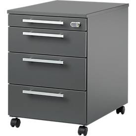 Schäfer Shop Select Rollcontainer SET UP, abschließbar, B 432 x T 580 x H 595 mm, graphit/graphit