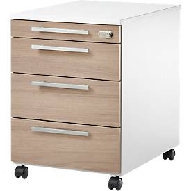 Schäfer Shop Select Rollcontainer SET UP, abschließbar, B 432 x T 580 x H 595 mm, weiß/eiche