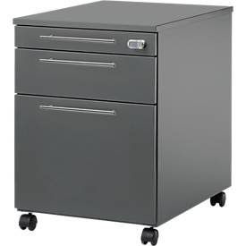 Schäfer Shop Select Rollcontainer Start Off 126, Utensilien-, Hängeregisterauszug, Schublade, abschließbar, B 432 x T 580 x H 595 mm, graphit/graphit 
