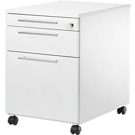 Schäfer Shop Select Rollcontainer Start Off 126, Utensilien-, Hängeregisterauszug, Schublade, abschließbar, B 432 x T 580 x H 595 mm, weiß/weiß 