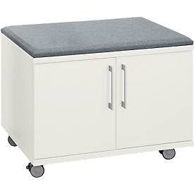 Schäfer Shop Select Rollschrank, mit Sitzfunktion, B 800 x T 450 x H 590 mm, weiß
