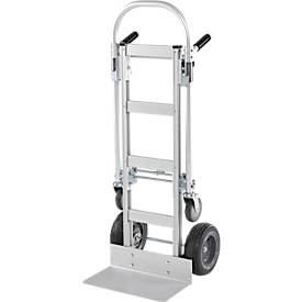 Schäfer Shop Select Sackkarre, 2-in-1, Tragkraft 250 kg, klappbar, Bock- und Lenkrollen, Aluminium/Kunststoff, schwarz-silber