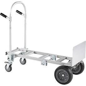 Schäfer Shop Select Sackkarre, 2-in-1, Tragkraft 250 kg, klappbar, Bock- und Lenkrollen, Aluminium/Kunststoff, schwarz-silber