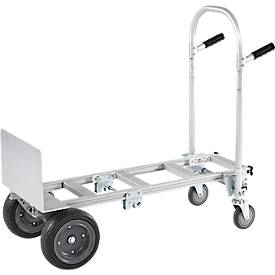 Schäfer Shop Select Sackkarre, 2-in-1, Tragkraft 250 kg, klappbar, Bock- und Lenkrollen, Aluminium/Kunststoff, schwarz-silber
