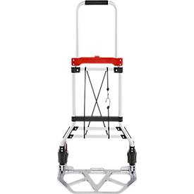 Schäfer Shop Select Sackkarre, Tragkraft 100 kg, klappbar, elastisches Spannband, 2 Bockrollen, Aluminium/Kunststoff, rot-schwarz-silber