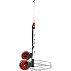 Schäfer Shop Select Sackkarre, Tragkraft 100 kg, klappbar, elastisches Spannband, 2 Bockrollen, Aluminium/Kunststoff, rot-schwarz-silber