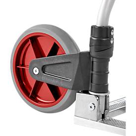 Schäfer Shop Select Sackkarre, Tragkraft 100 kg, klappbar, elastisches Spannband, 2 Bockrollen, Aluminium/Kunststoff, rot-schwarz-silber