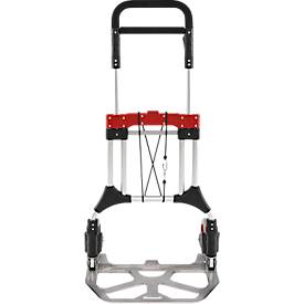 Schäfer Shop Select Sackkarre, Tragkraft 200 kg, klappbar, schwenkbare Handgriffe, Spannband, 2 Bockrollen, Aluminium/Kunststoff, rot-schwarz-silber
