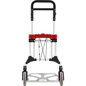Schäfer Shop Select Sackkarre, Tragkraft 200 kg, klappbar, schwenkbare Handgriffe, Spannband, 2 Bockrollen, Aluminium/Kunststoff, rot-schwarz-silber