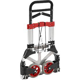 Schäfer Shop Select Sackkarre, Tragkraft 200 kg, klappbar, schwenkbare Handgriffe, Spannband, 2 Bockrollen, Aluminium/Kunststoff, rot-schwarz-silber