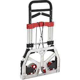 Schäfer Shop Select Sackkarre, Tragkraft 200 kg, klappbar, schwenkbare Handgriffe, Spannband, 2 Bockrollen, Aluminium/Kunststoff, rot-schwarz-silber