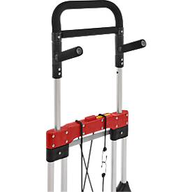 Schäfer Shop Select Sackkarre, Tragkraft 200 kg, klappbar, schwenkbare Handgriffe, Spannband, 2 Bockrollen, Aluminium/Kunststoff, rot-schwarz-silber