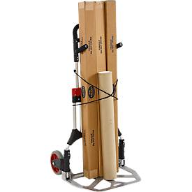Schäfer Shop Select Sackkarre, Tragkraft 200 kg, klappbar, schwenkbare Handgriffe, Spannband, 2 Bockrollen, Aluminium/Kunststoff, rot-schwarz-silber