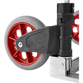 Schäfer Shop Select Sackkarre, Tragkraft 200 kg, klappbar, schwenkbare Handgriffe, Spannband, 2 Bockrollen, Aluminium/Kunststoff, rot-schwarz-silber