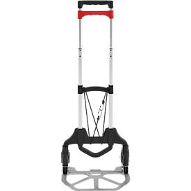 Schäfer Shop Select Sackkarre, Tragkraft 60 kg, klappbar, elastisches Spannband, 2 Bockrollen, Aluminium/Kunststoff, rot-schwarz-silber