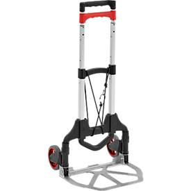 Schäfer Shop Select Sackkarre, Tragkraft 60 kg, klappbar, elastisches Spannband, 2 Bockrollen, Aluminium/Kunststoff, rot-schwarz-silber