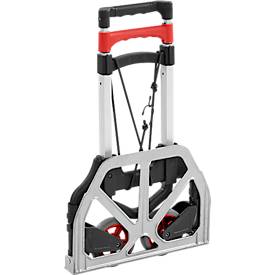 Schäfer Shop Select Sackkarre, Tragkraft 60 kg, klappbar, elastisches Spannband, 2 Bockrollen, Aluminium/Kunststoff, rot-schwarz-silber