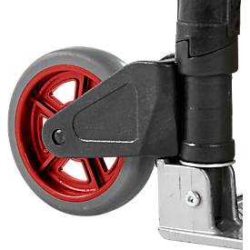 Schäfer Shop Select Sackkarre, Tragkraft 60 kg, klappbar, elastisches Spannband, 2 Bockrollen, Aluminium/Kunststoff, rot-schwarz-silber