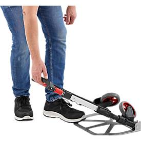 Schäfer Shop Select Sackkarre, Tragkraft 60 kg, klappbar, elastisches Spannband, 2 Bockrollen, Aluminium/Kunststoff, rot-schwarz-silber