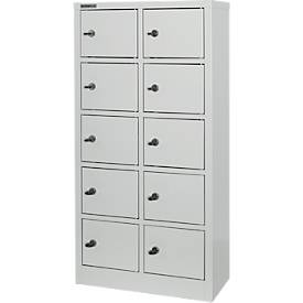 Schäfer Shop Select safe, 10 compartments, doors with cylinder locks incl. keys & master key, W 390 x D 200 x H 780 mm, sheet steel, light grey RAL 7035