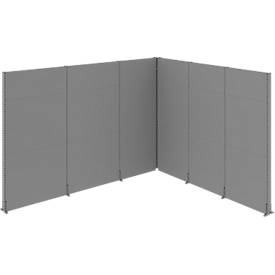Schäfer Shop Select Schallschutz Stellwand System, Winkelform, 2 x 1-seitige Akustikwände, Gesamtmaße B 3630 x T 3130 x H 2500 mm, staubgrau RAL 7037