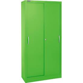 Schäfer Shop Select Schiebetürenschrank, 5 Ordnerhöhen, B 1200 mm, apfelgrün RAL 6018