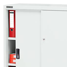 Schäfer Shop Select Schiebetürenschrank, mit 3 Einlegeböden, B 950 x T 400 x H 1150 mm, Stahl, lichtgrau