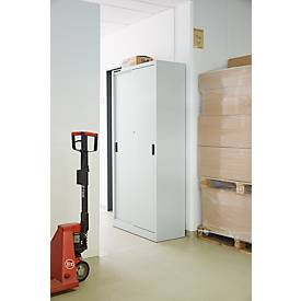 Schäfer Shop Select Schiebetürenschrank, mit 4 Einlegeböden, B 950 x T 400 x H 1950 mm, Stahl, lichtgrau