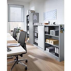 Schäfer Shop Select Schiebetürenschrank MS iCONOMY, Stahl, 5 Ordnerhöhen, B 1200 x T 400 x H 1935 mm, weißaluminium RAL 9006