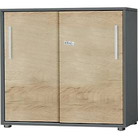 Schäfer Shop Select Schiebetürenschrank SET UP, abschließbar, 2 Ordnerhöhen, graphit/eiche 