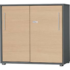 Schäfer Shop Select Schiebetürenschrank Start Off, 2 OH, abschließbar, B 800 x T 420 x H 788 mm, Holz, graphit/ahorn